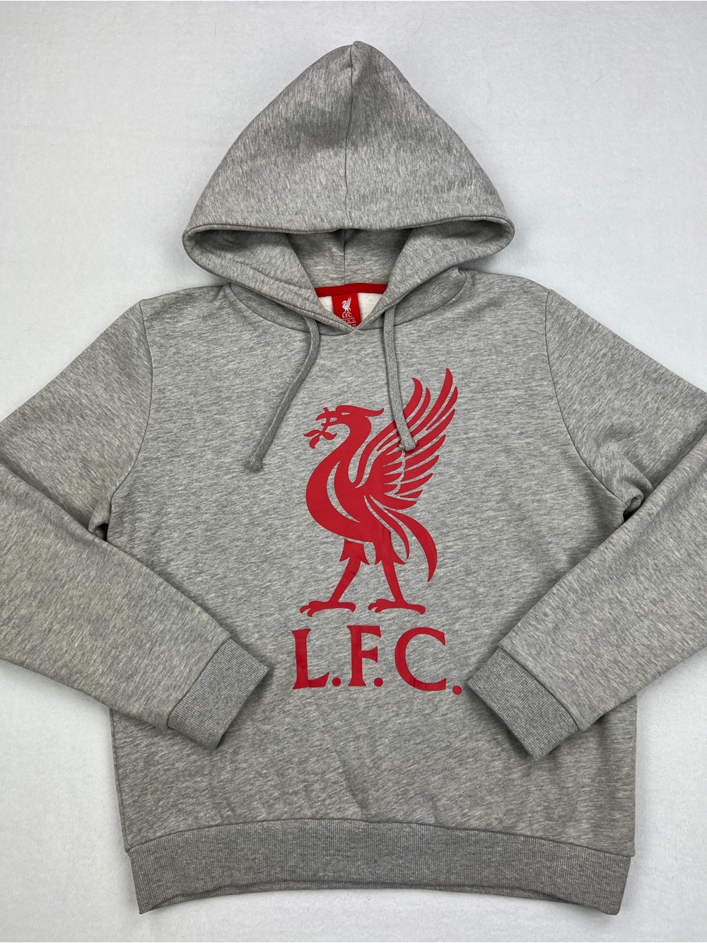 Liverpool FC Gray Hoodie with Red Crest - Men's Pullover